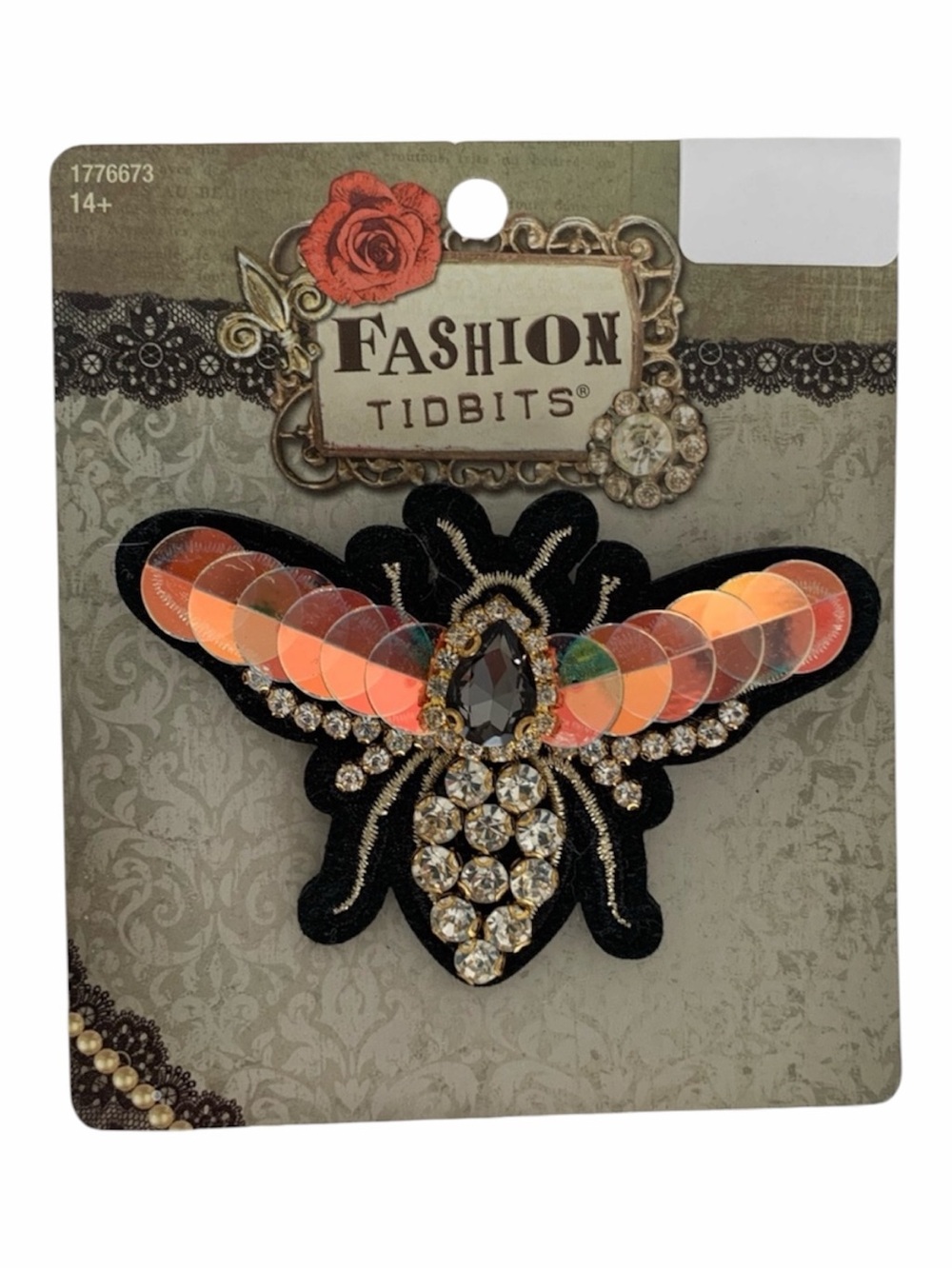 NWT Fashion Tidbits Bee Pin Brooch Rhinestones Sequins Faux Stone Black Ages 14+